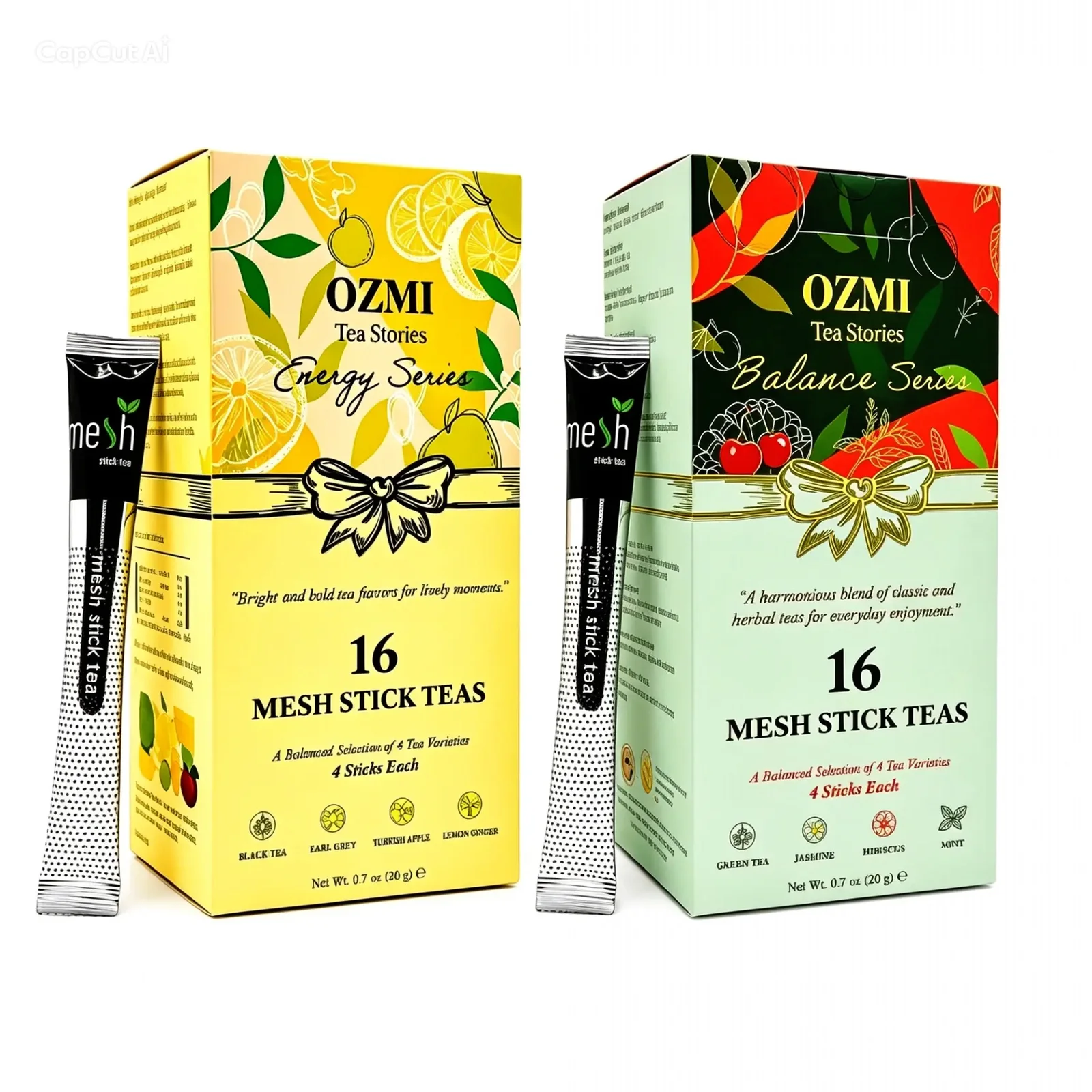 OZMI Energy and Balance Series tea collection, 32 mesh stick teas